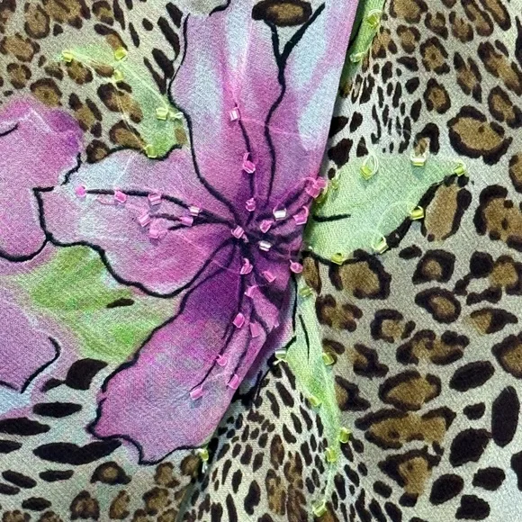 Robbie Bee Vibrant Floral and Leopard Print Dress - Picture 3 of 12